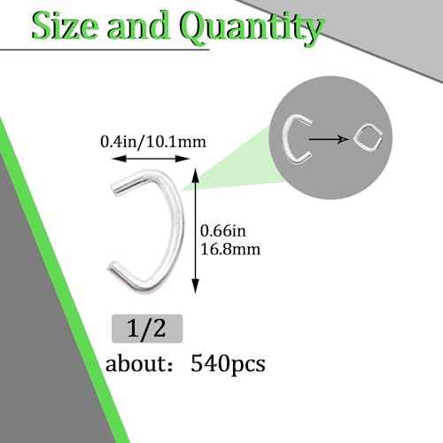 Hog Rings Professional Upholstery 1/2" Galvanized Hog Rings Installation Assortment Kit for Animal Pet Cages¡¢Ropes¡¢Meat Bags& Sausage Casings¡¢Furniture Upholstery£¨600 Count bag-15.5oz£©