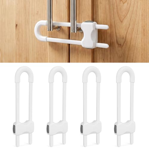 Skyla Homes Child Safety Sliding Cabinet Locks 6 Inch, 4 Pack - White