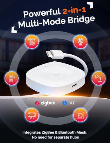 MOES ZigBee & Bluetooth Mesh Gateway, Tuya Wireless Smart Home Bridge Hub - Zigbee & BLE Wireless Hub