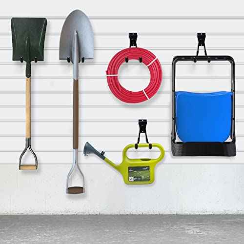 Slatwall Hooks, Slat Wall Accessories Multi Size Garage Hooks Storage Utility Hanging Hooks Wall Mount Tool Holder for Ladder Garden Tools (14 Pack, Black)
