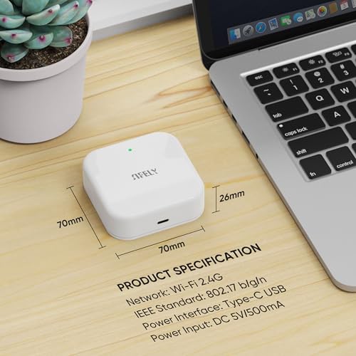 Sifely G2 Wi-Fi Gateway for Smart Door Lock - 2.4G Remote Access Hub, Works with App & Alexa