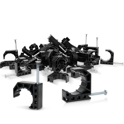 (Pack of 50) EFIELD 1/2-inch Black Color Half Clamp Fixture, J-Hook with Nail For 1/2" PEX Tubing/Pipe Support,(PPSU1807019)