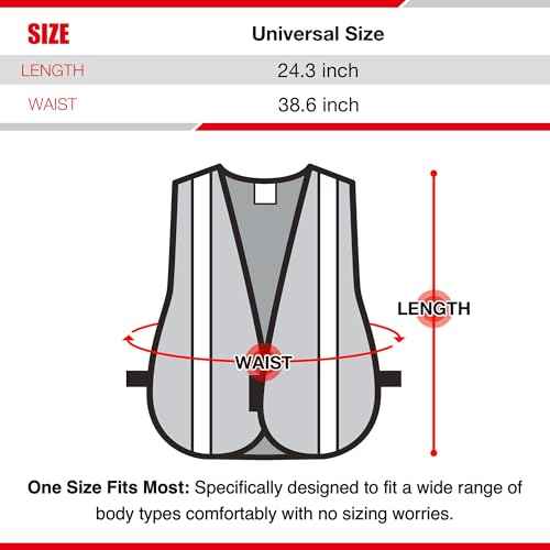 KAYGO High Visibility Safety Vest 1-Inch Reflective Strips Front/Back, KG0008, Breathable Mesh, One Size, Unisex