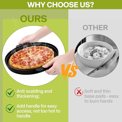 Saebume 10.7 Inch Microwave Splatter Cover with Anti-Scald Base Plate - Foldable BPA-Free Plastic & Silicone Lid (Black)