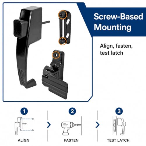 Prime-Line Black Screen & Storm Door Push Button Latch Set Night Lock - Fits 1-1/4 in. Doors