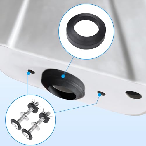 Universal Toilet Tank to Bowl Bolt & Gasket Kit with 2 Sets - Easy Leak Repair, Stainless Steel & Foam Rubber, Compatible with 2-Inch & 3-Inch Seals - Jamini