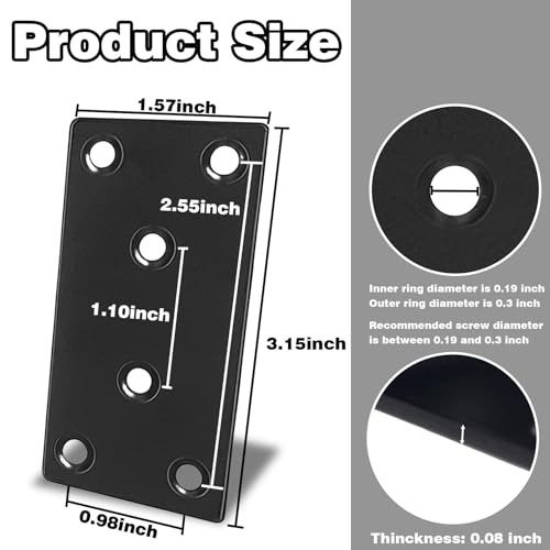 35-Piece Flat Metal Brackets 3.15" Stainless Steel Support Plates for DIY Projects