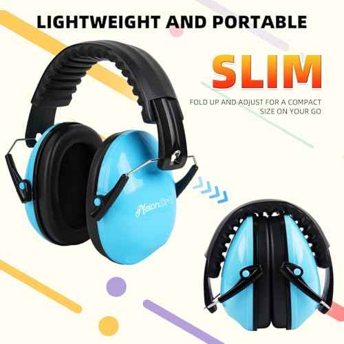 MelonArt Kids Ear Protection Earmuffs Safety Hearing Protection Headphones Noise Reduction for Autism Sensory Kids Chirldren (Black Blue)