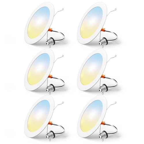 FREELICHT 6-Inch Recessed LED Can Lights with 5 CCT, White, 6 Pack