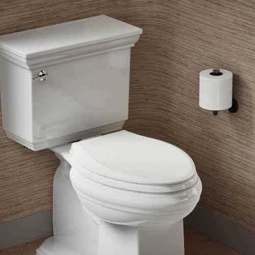 KOHLER 4636-RL-0 Cachet ReadyLatch Elongated Toilet Seat Slow Close, Soft Close Toilet Seat Quiet Lid, Contoured Grip-Tight Bumpers Installation Hardware, Apartment Essentials, White