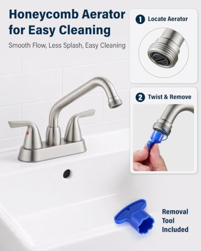 Aolemi Brushed Nickel Laundry Sink Faucet 3/4" NPT Threaded Spout, 360° Swivel, Dual Handle