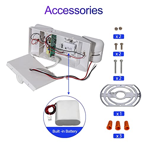 TANLUX 1 Pack White LED Emergency Lights with Battery Backup, Commercial Hardwired Exit Sign, UL Listed, 120/277V