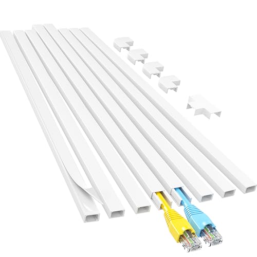 Yecaye Cord Hider 113in White Cable Raceways for Wall & Desk Management