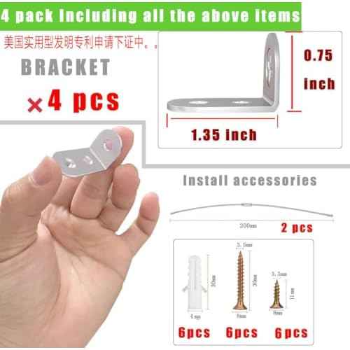 Furniture Anchors Small Aesthetic Earthquake Straps for Furniture Dresser Wall Anti-Tip Furniture Safety Anchor to Childproof and Babyproof Your Home Holds Up to 500 Pound 4pcs Bracket