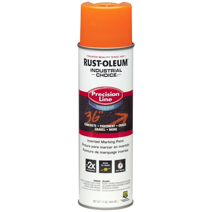 Rust-Oleum Fluorescent Orange Inverted Marking Spray - Water-Based, 17 Ounce Pack of 12