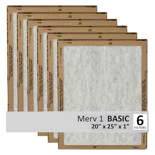 Filtrete 20x25x1 Air Filter, 3M MERV 1 HVAC AC Furnace Filter Replacement, 6-Pack (Actual Size 19.69x24.69x0.88 in)