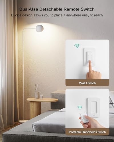 3 Independent Remote Control Outlets with Wireless Wall Switch - Treewell