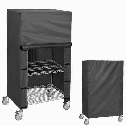 Waterproof Wire Rack & Shelving Cover ? Heavy Duty Storage Shelf Dust Cover, Fits 36" W x 14" D x 54" H, Nylon Buckles & Hook-and-Loop Closure (Black, No Shelves)