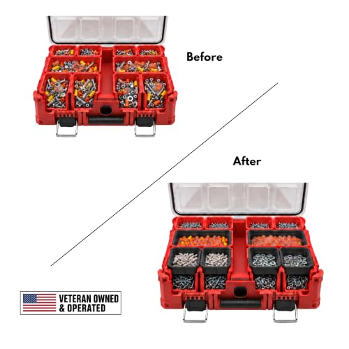 STD. ISSUE Black Nesting Bin Inserts (3-Pack) for Milwaukee PACKOUT 48-22-8430/8435 – Bins Only