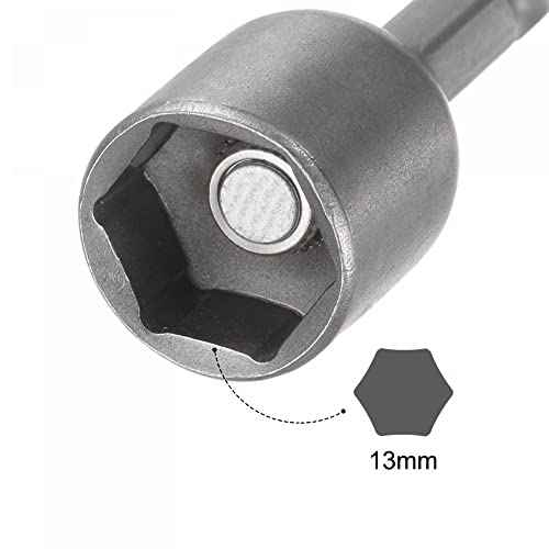 uxcell Quick-Change Nut Driver Bit, 1/4" Hex Shank 13mm Magnetic Nut Setter Drill Bits, 1.89" Length, Metric 2 Pcs