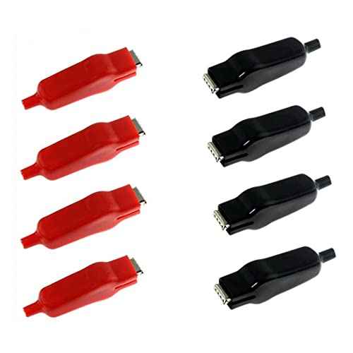 20A Insulated Alligator Clips Electric Circuit Test Testing Crocodile Clamps (4 Red+4 Black)8 Pack