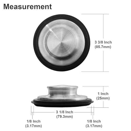 3 3/8 inch (8.57 cm) - Kitchen Sink Stopper Stainless Steel Garbage Disposal Plug Fits Standard Kitchen Drain Size of 3 1/2 inch (3.5") Diameter