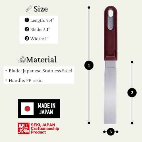 ALLEX Japanese Putty Knife 1" for Art and Paint, Flexible Japanese Stainless Steel Blade, Heavy Duty Full Tang Handle, Made in JAPAN