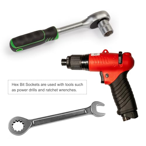 uxcell 3/16" Hex Bit Socket 1/4" Drive SAE S2 Steel Square Drive Socket Extension Impact Bit Socket Ratchet Wrench Accessories for Turns Power Drill Into Nut Driver 2 Pcs