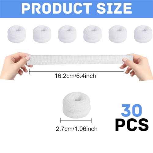Finger Bandages 30pcs Bobs Thumb Bandage Finger Bandage Tubular White Cotton Finger Cots Finger Stall for Work Kitchen Finger Protection