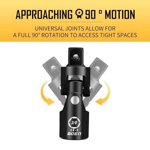 BOEN Universal Joint Socket Adapter Set | 3-Piece Ball Spring Design 1/2", 3/8", and 1/4" U-Joint Drive | Chrome Vanadium Steel Universal Joint Set