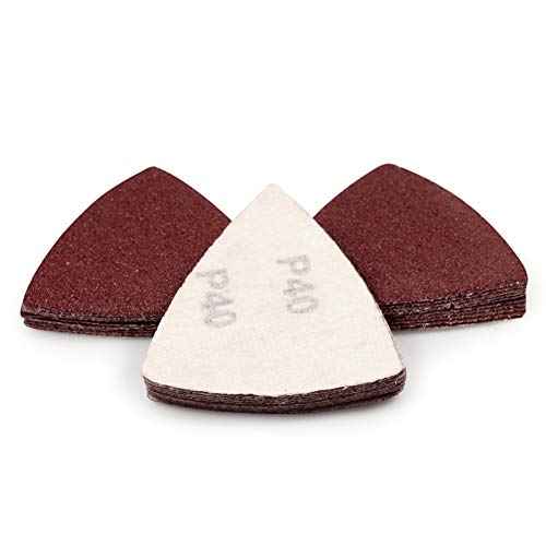 SPEEDWOX 30 Pcs Hook and Loop Triangle Sandpaper 40 Grit 80mm 3-1/8 Inches for Oscillating Multi Tool Detail Sander Sanding Discs Triangle Sanding Pads