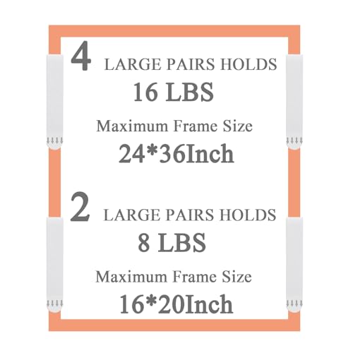Gisde Large 16-Pair Heavy Duty Picture Hanging Strips No Damage Wall Mounts