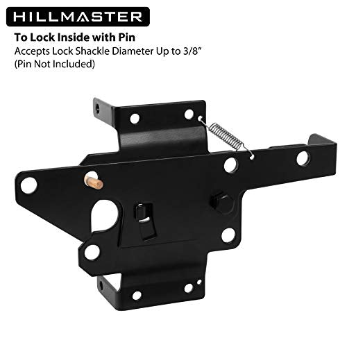 HILLMASTER Black Heavy Duty Self-Locking Gate Latch for Wooden & Metal Fences, Post Mount, 1 Pack