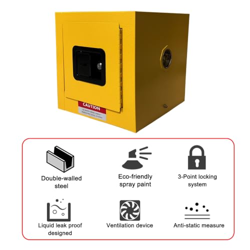 Hazardous Flammable Storage Cabinet 13x13x13-Inch Fireproof Steel Safety Closet