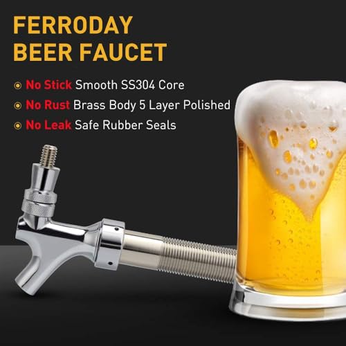 FERRODAY 4-1/8 inch Shank Stainless Steel Core Draft Beer Faucet – Upgraded