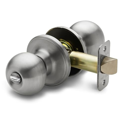Copper Creek Privacy Interior Door Knob Pack Satin Stainless - Reversible, Heavy Duty, Easy Install for Bedrooms & Bathrooms
