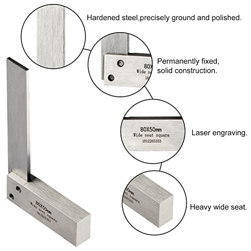 Boomgood Machinist Square Set 4-Piece 63x40mm 80x50mm 100x63mm 160x100mm Hardened 45# Steel DIN 875