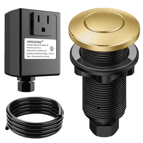 UHOUSING Brushed Gold Garbage Disposal Air Switch Kit | Sink Top Push Button for InSinkErator & Waste King