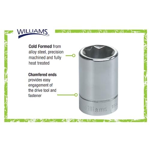 Williams JHWBD-816 SuperTorque 3/8-Inch Drive Shallow 8 Point 1/2-Inch Socket with Lobular Openings, Chrome Finish