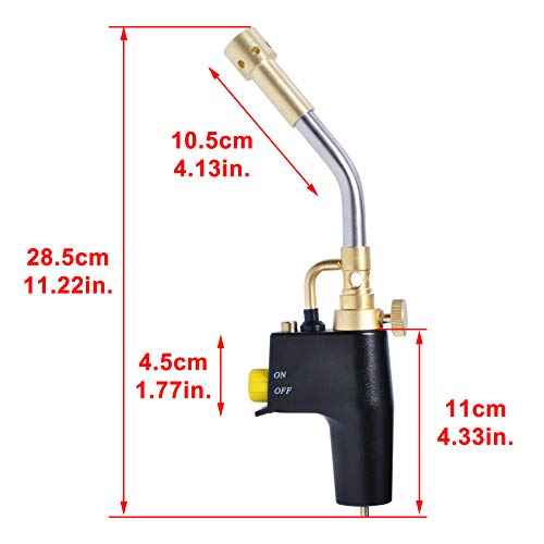Wadoy Propane Torch Head Kit with 3 Nozzles, High Intensity Trigger-Start Soldering Torch Compatible with Bernzomaticc MAPP Propane for Soldering, Brazing, Welding, Map Gas Torch Head TS8000