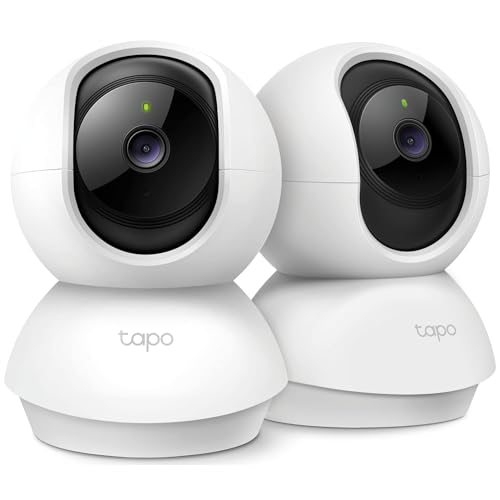Indoor 2-Pack Tapo 2K Pan Tilt Security Cameras for Baby & Pet Monitoring, White