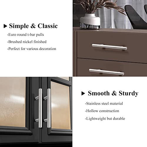 Probrico 30 Pack 3 Inch Hole Center Kitchen Cabinet Handles Brushed Nickel Stainless Steel T Bar Pulls