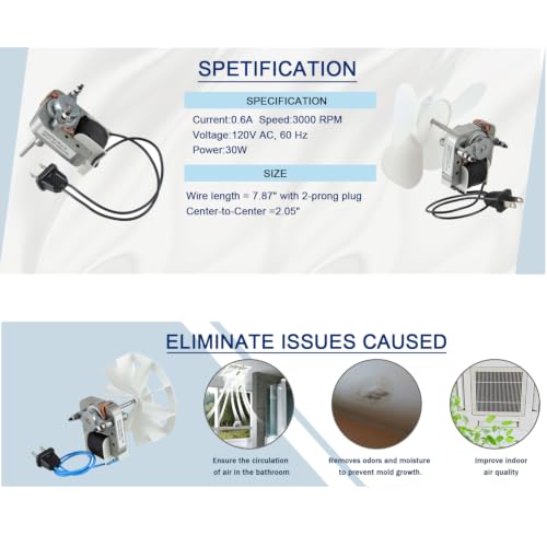 BOJACK Bathroom Vent Fan Motor 120V 60Hz 0.60A 30W Replacement for M686, 687, 8870