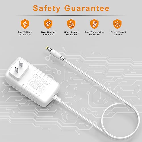PAUTIX 24V/2A (48W) Power Supply Adapter with US Plug for LED, CCTV, and Devices - White