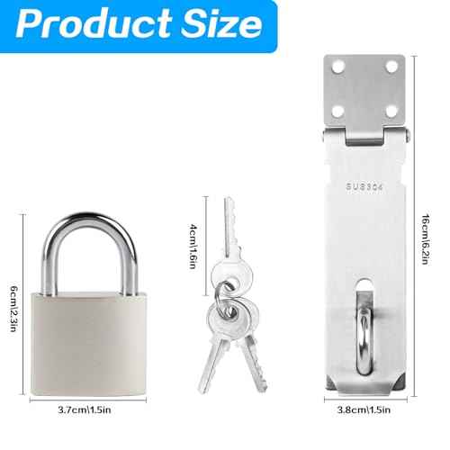 1 Set Stainless Steel Padlock Lock, Door Lock Lock, Padlock Latch Heavy Duty Buckle Latch with Lock Key for Cabinet Closet Door Latch Buckle, 5 Inch