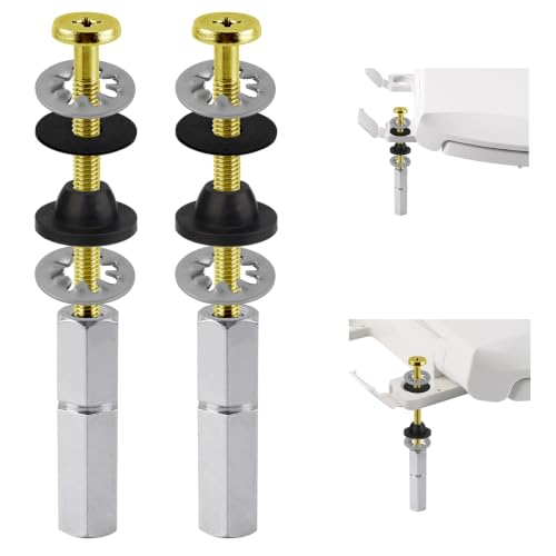 Hibbent 2 pcs Universal Brass Toilet Seat Bolts Kit with Metal Nuts - Easy Installation