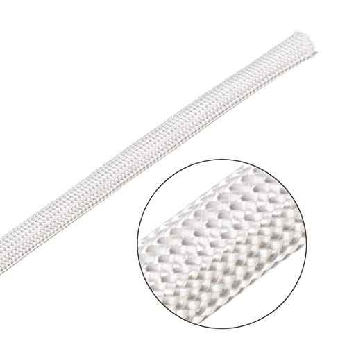 uxcell Insulation Braid Sleeving, 16.4Ft-6mm High Temp Fiberglass Sleeve White