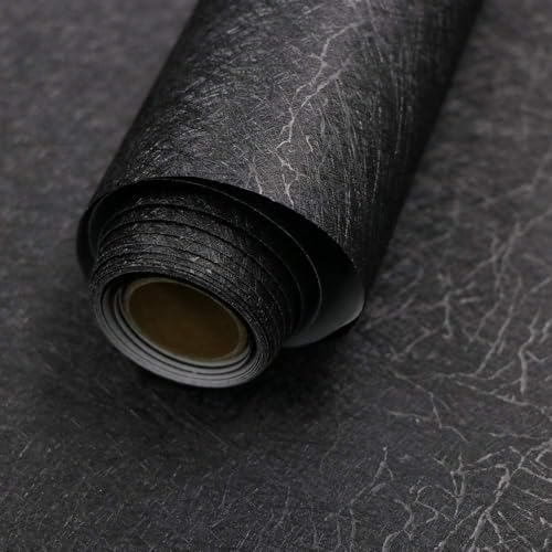 Abyssaly Black Peel and Stick Wallpaper 15.7 x 118 Inches - Removable Self Adhesive Contact Paper for Walls & Surfaces