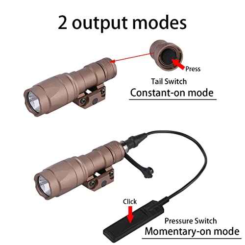 Tactical Flashlight Rifle Weapon Light M300A -Mini LED Tactical Light with Pressure Switch, 400 Lumens Flashlight for Picatinny Rails