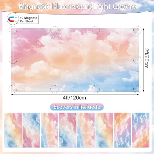 Pastel Cloud Fluorescent Magnetic Classroom Light Covers 8 Pack VELANORIQUE